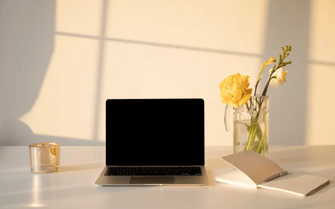 Organic SEO Essex - Image of a laptop on a white desk.