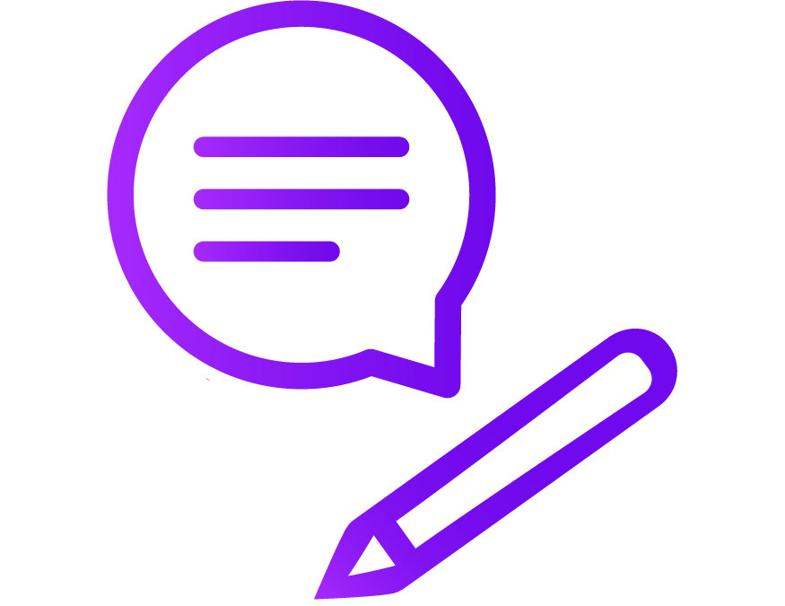 Image of speech bubble with pen to depict expression, a benefit of working with a content marketing agency