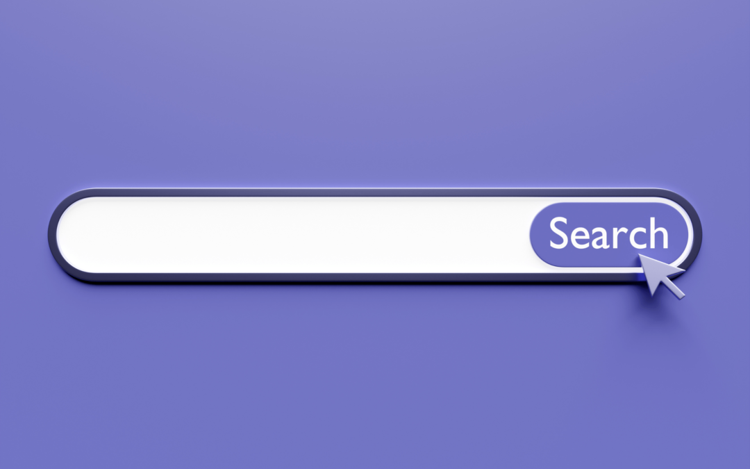 Image of a search bar on a purple background, to introduce our blog about search marketing services.