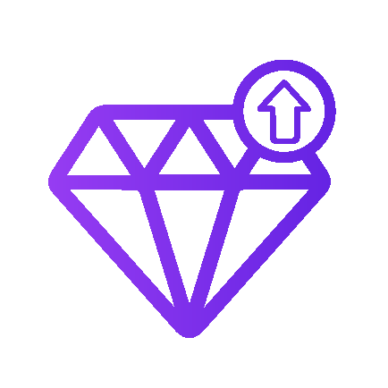 Colchester PR Agency - Icon image of diamond with an up arrow to depict boosted credibility.