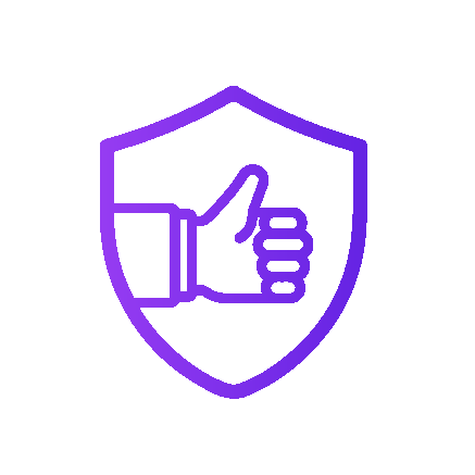 Icon of a shield with a thumbs up in the middle to depict 'Link Structure & Website Authority', one of the areas covered by our free website audit.
