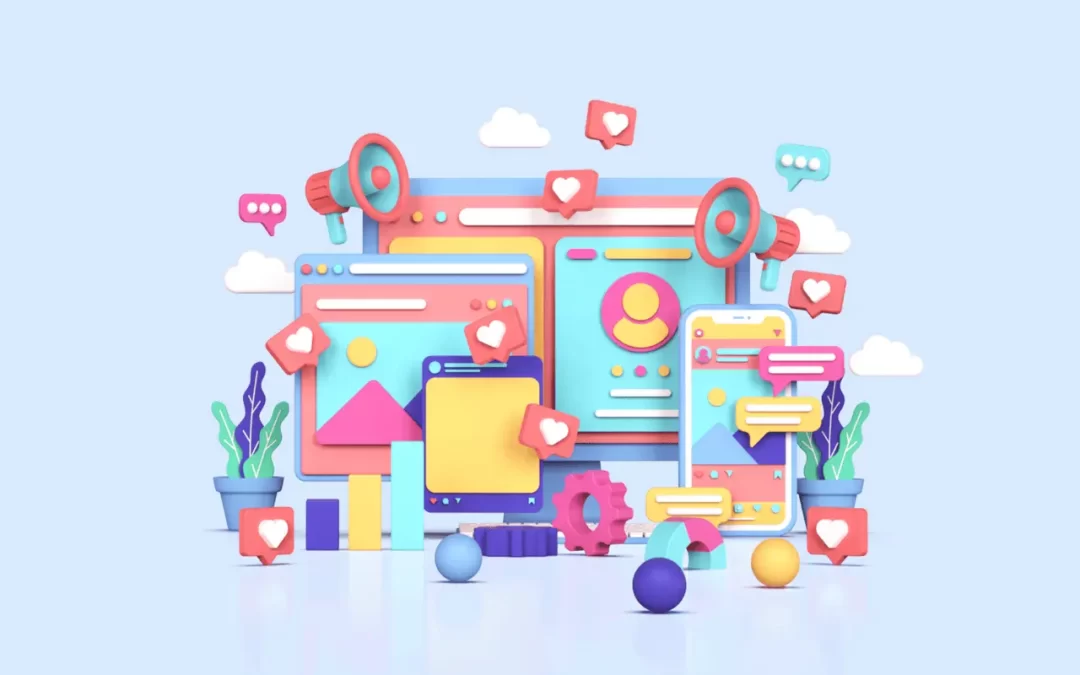 Social Media Updates - Image of social media icons on a blue background.